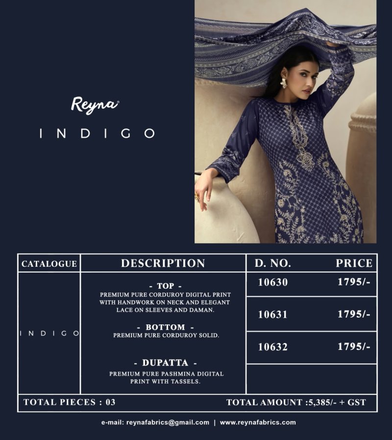 Ndigo By Reyna Pure Corduroy Dress Material